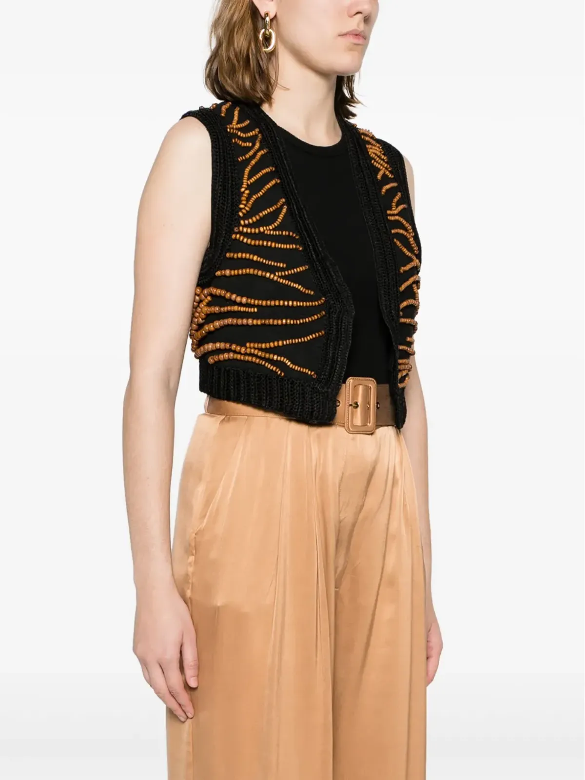 Forte Forte beaded crochet waistcoat - Black - 画像3
