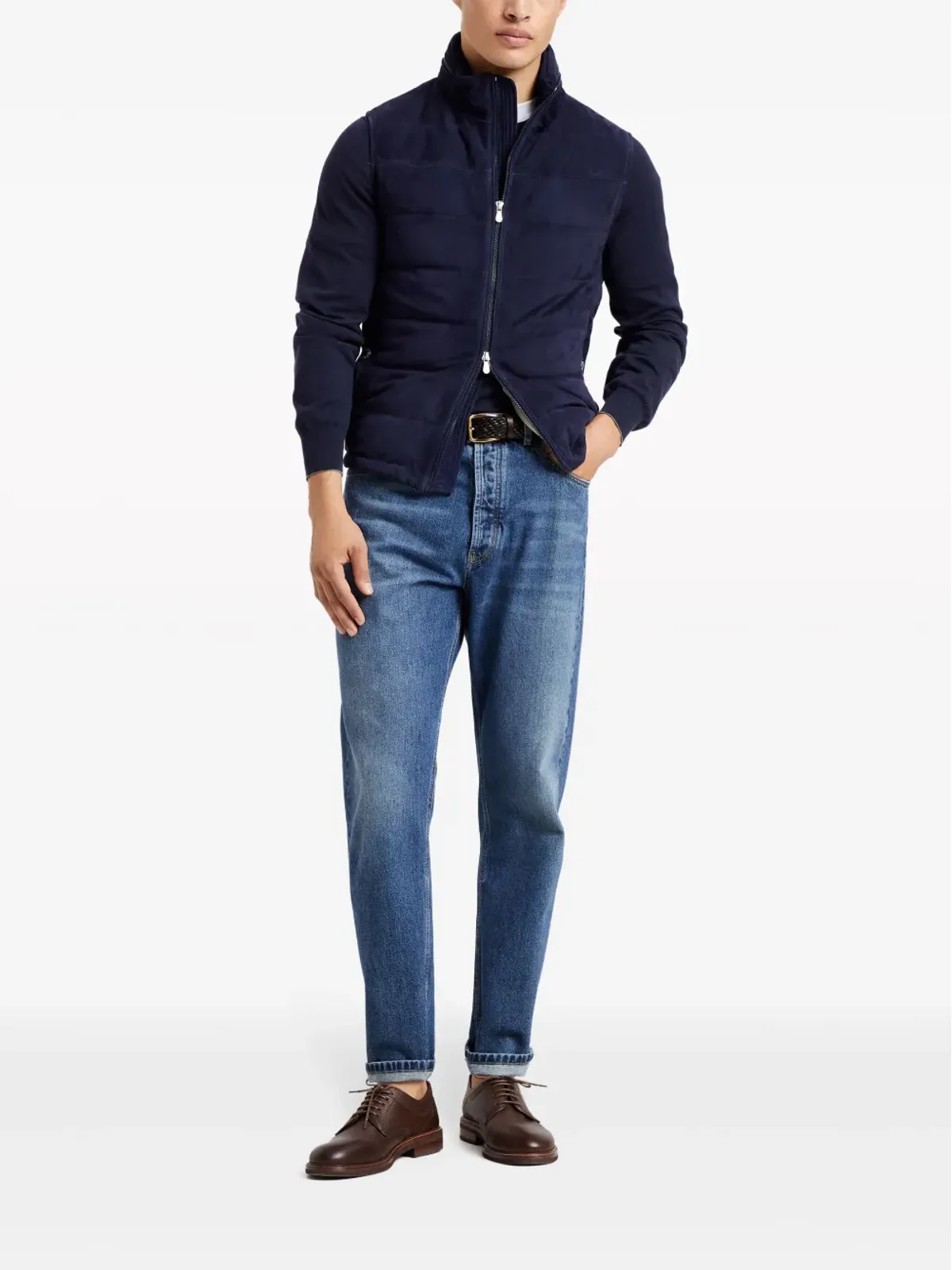 Brunello Cucinelli クルーネック コットン セーター ブルー - 画像2