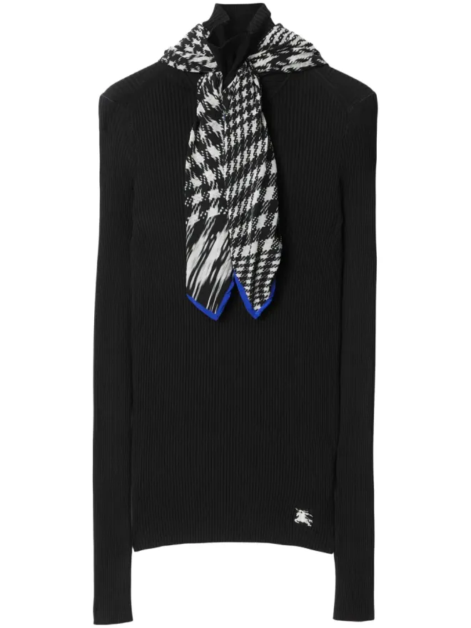 Burberry Burberry スカーフディテールのリブ編みセーター - ブラックの商品画像