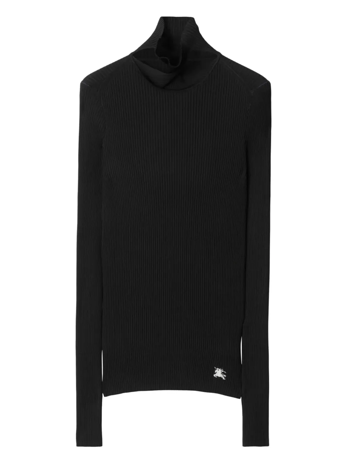Burberry スカーフディテールのリブ編みセーター - ブラック - 画像5