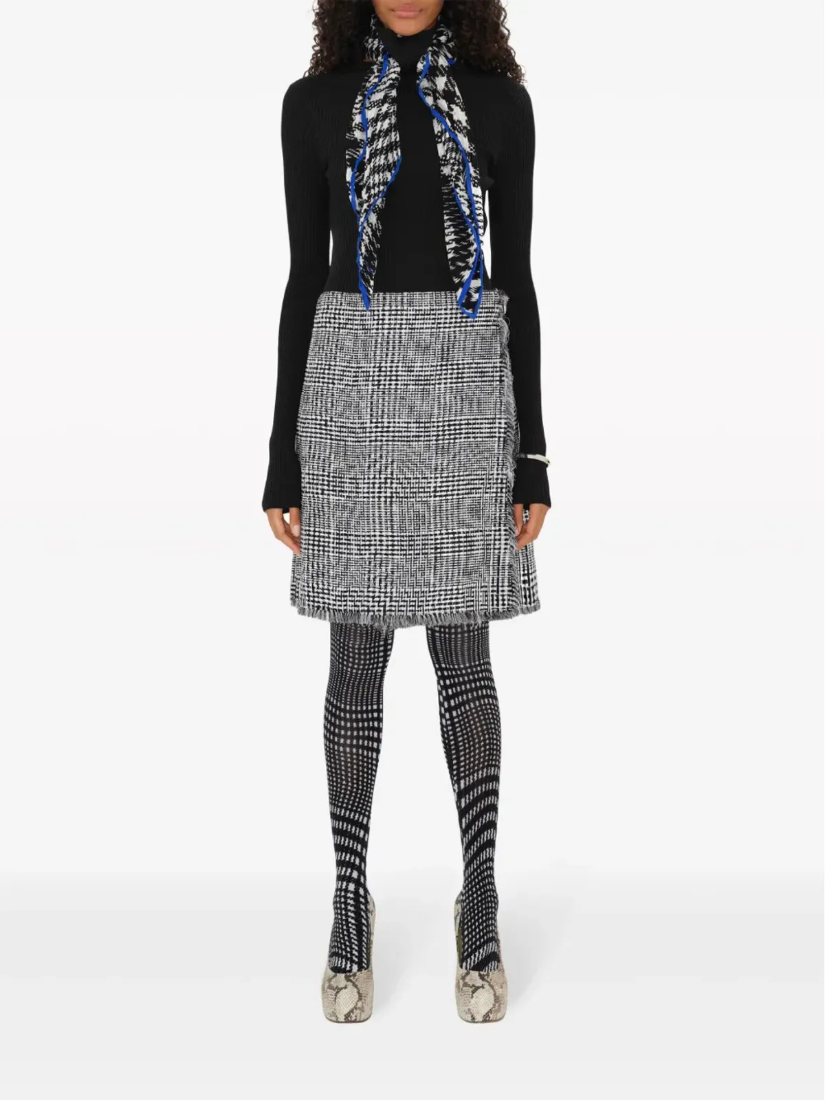 Burberry スカーフディテールのリブ編みセーター - ブラック - 画像2