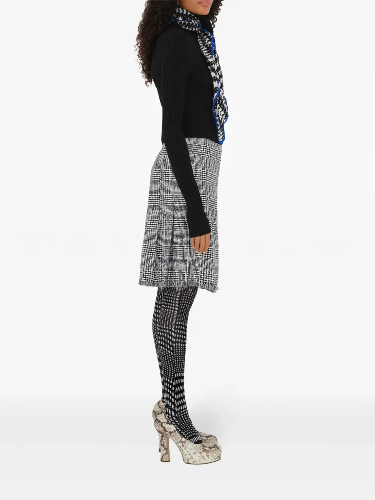 Burberry スカーフディテールのリブ編みセーター - ブラック - 画像3