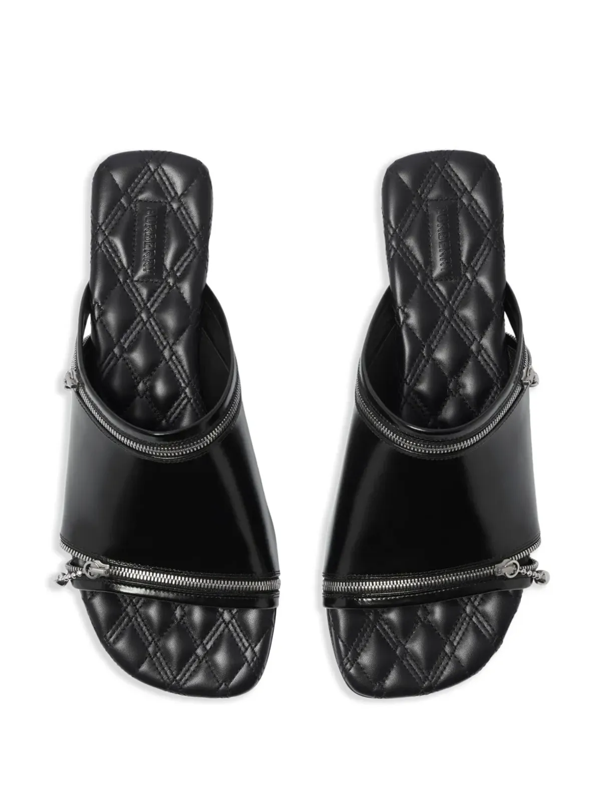 Burberry デコレーティブジップ付きフラットレザーサンダル - 画像4