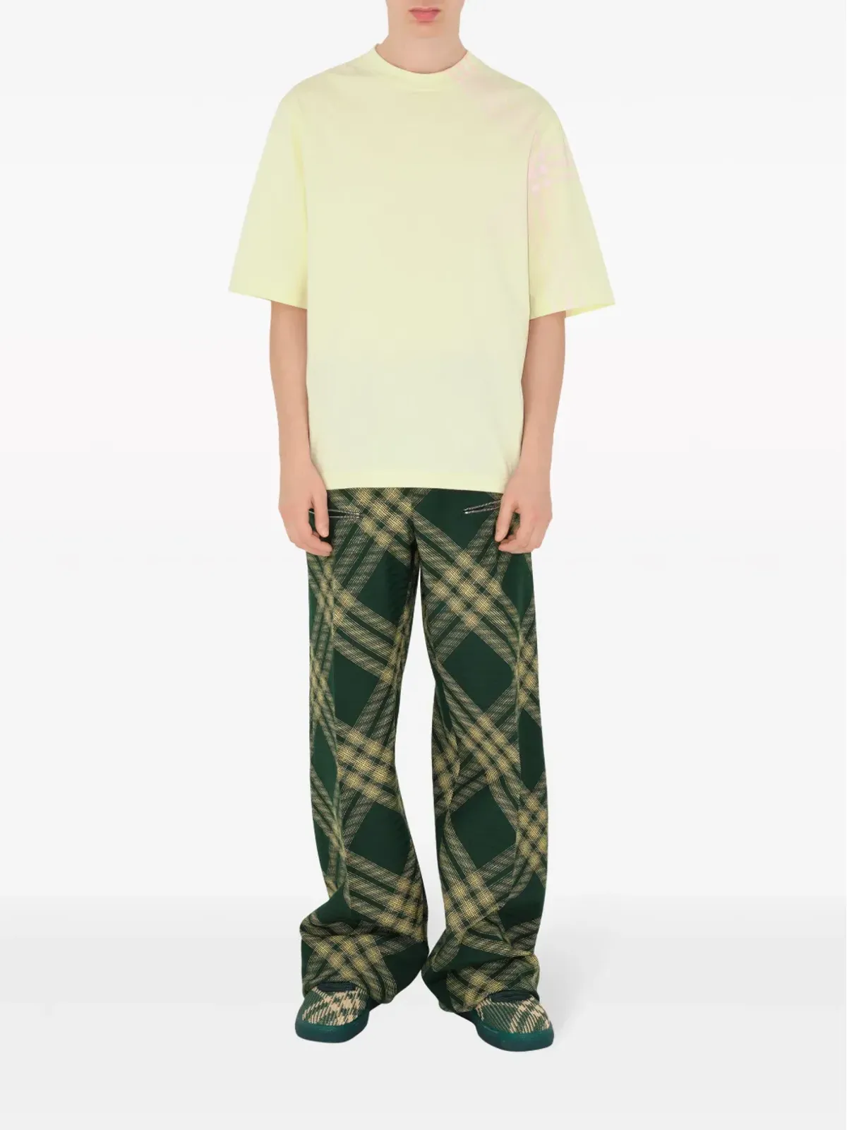 Burberry チェックプリント コットン Tシャツ イエロー - 画像2
