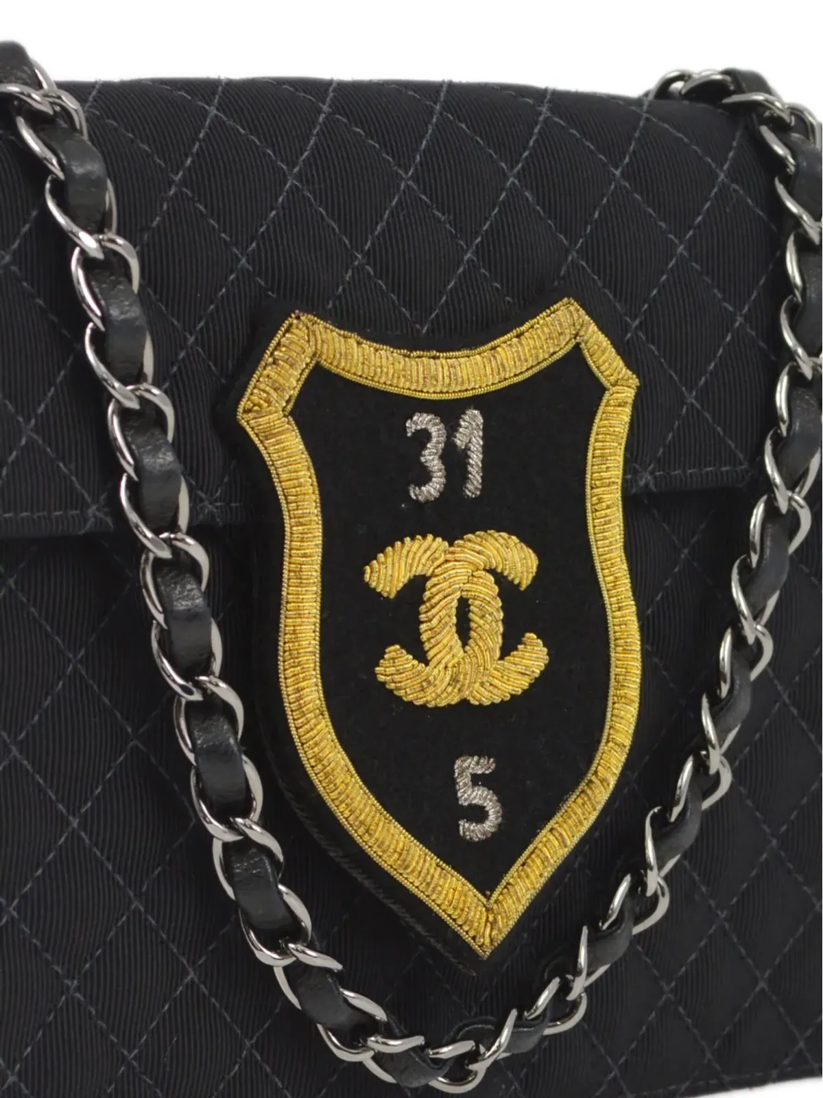 CHANEL ビンテージ 2005 エンブレム キルティッド ショルダーバッグ ブラック - 画像3