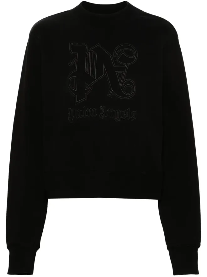 Palm Angels Palm Angels モノグラム柄コットン スウェットシャツ - ブラックの商品画像