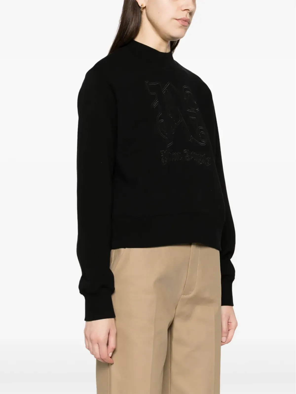 Palm Angels モノグラム柄コットン スウェットシャツ - ブラック - 画像3