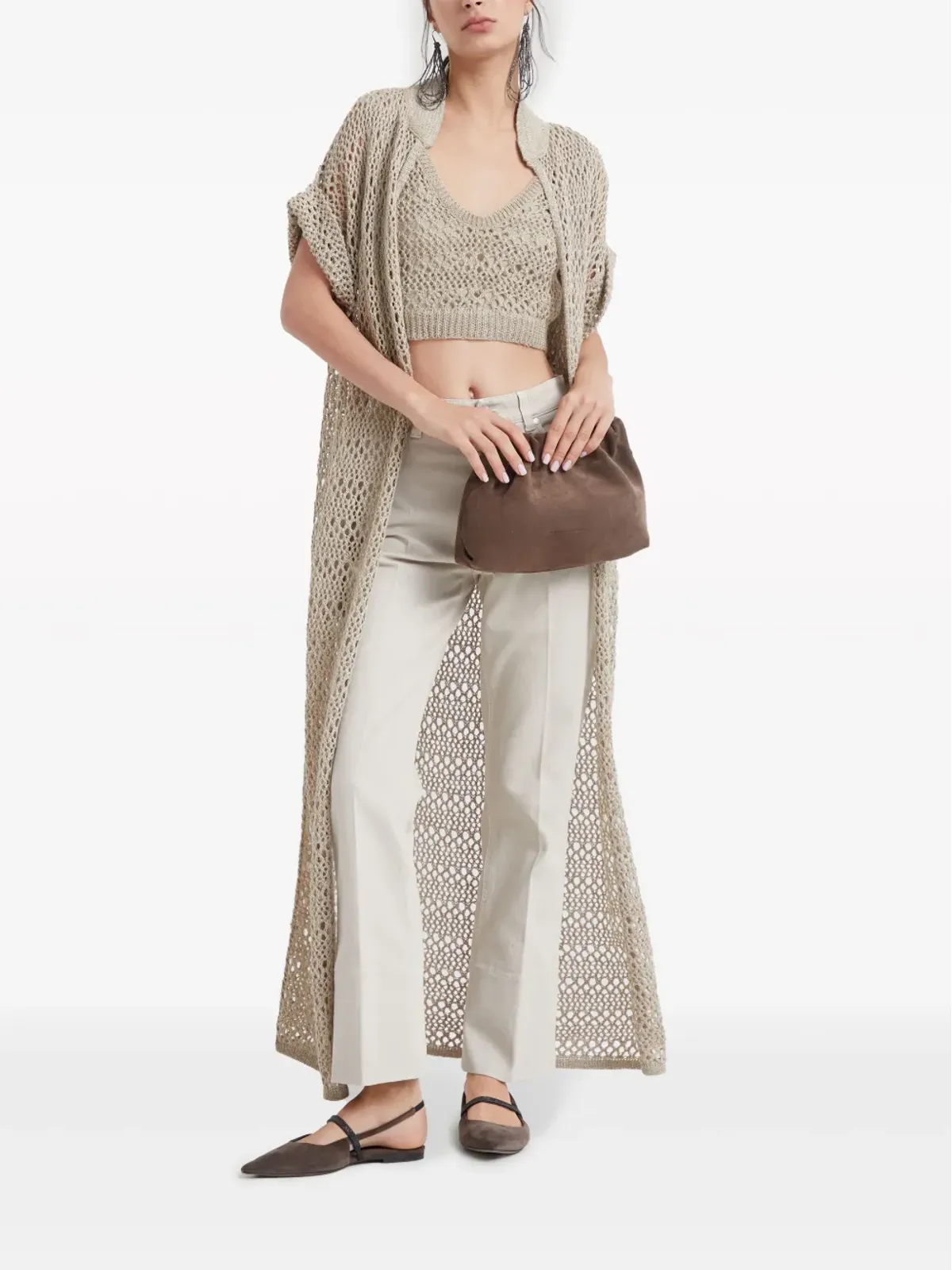 Brunello Cucinelli ストレッチコットン キックフレアパンツ - ニュートラルカラー - 画像2