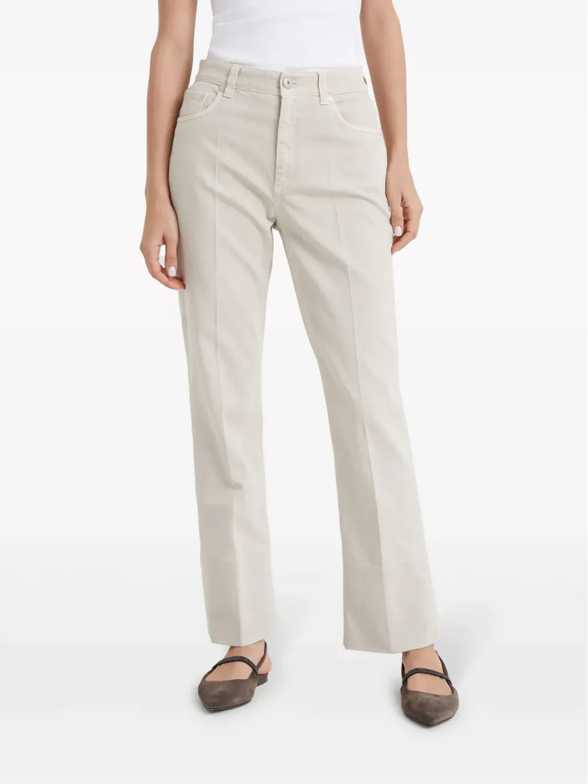 Brunello Cucinelli ストレッチコットン キックフレアパンツ - ニュートラルカラー - 画像3
