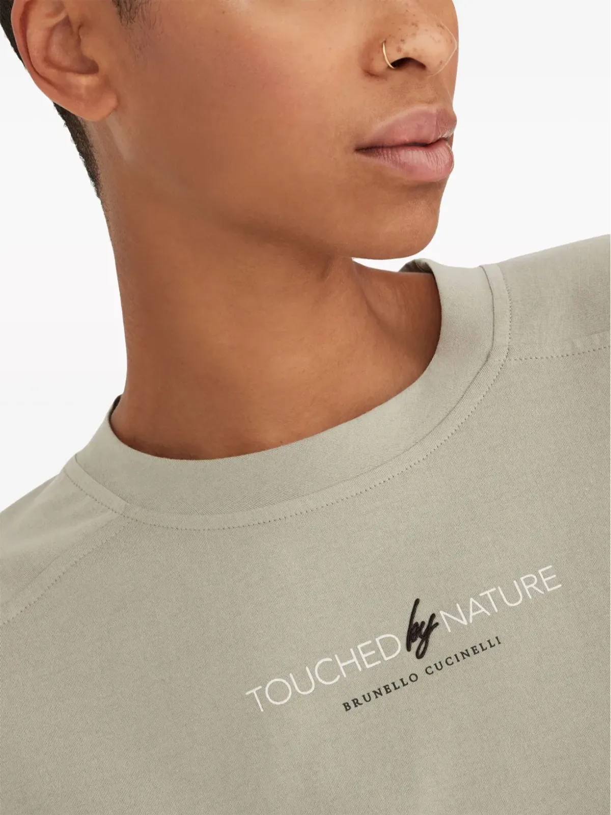 Brunello Cucinelli スローガンプリント コットン Tシャツ - グリーン - 画像5