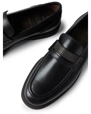 Brunello Cucinelli クリスタル装飾レザー ローファー - ブラック - サムネイル4