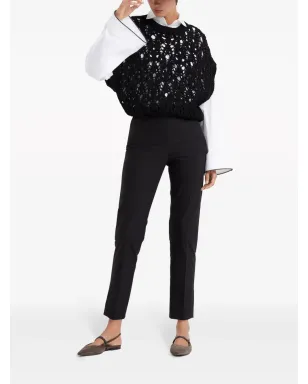 Brunello Cucinelli ハイウエスト クロップドパンツ - ブラック - サムネイル2
