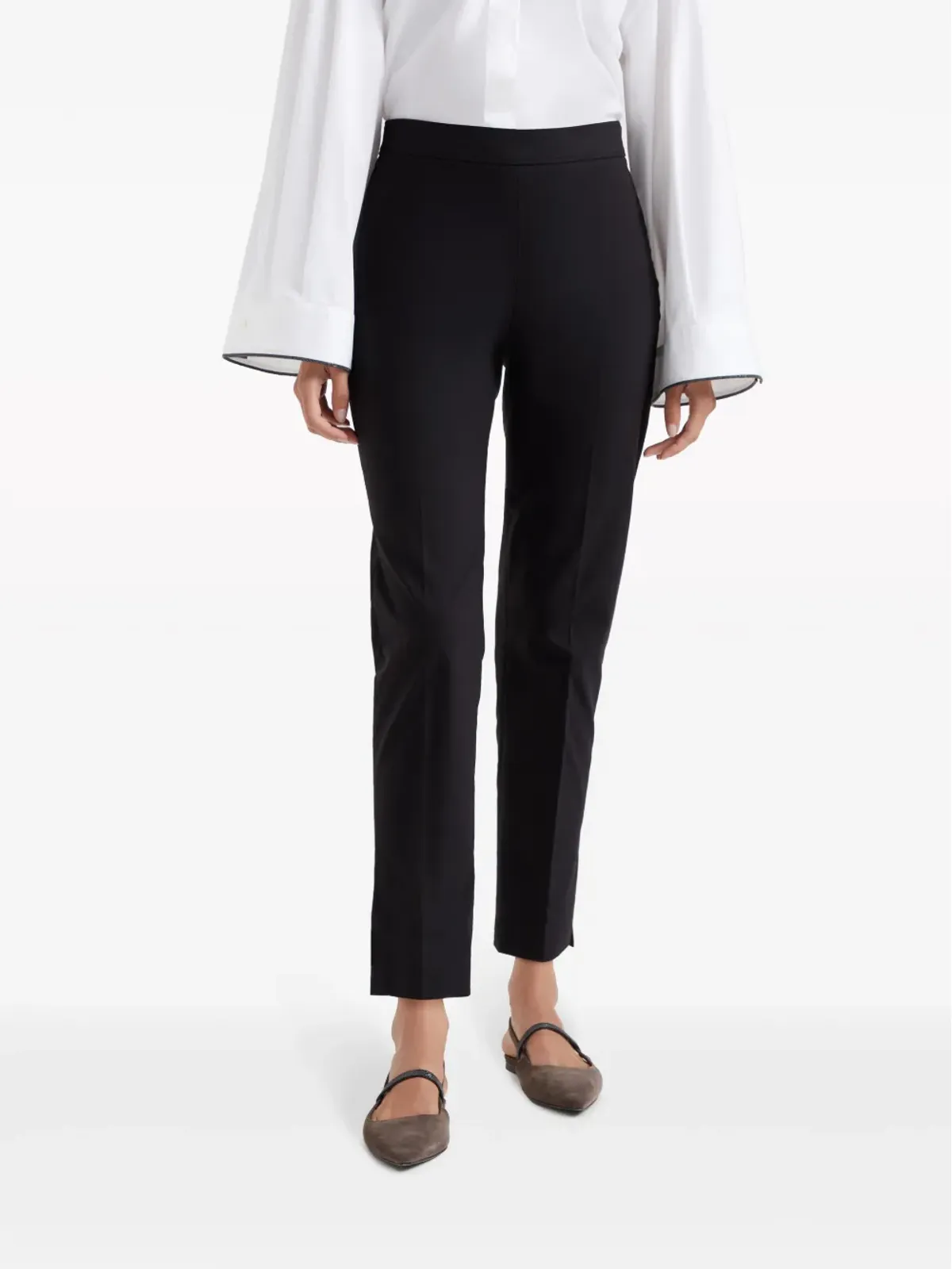 Brunello Cucinelli ハイウエスト クロップドパンツ - ブラック - 画像3