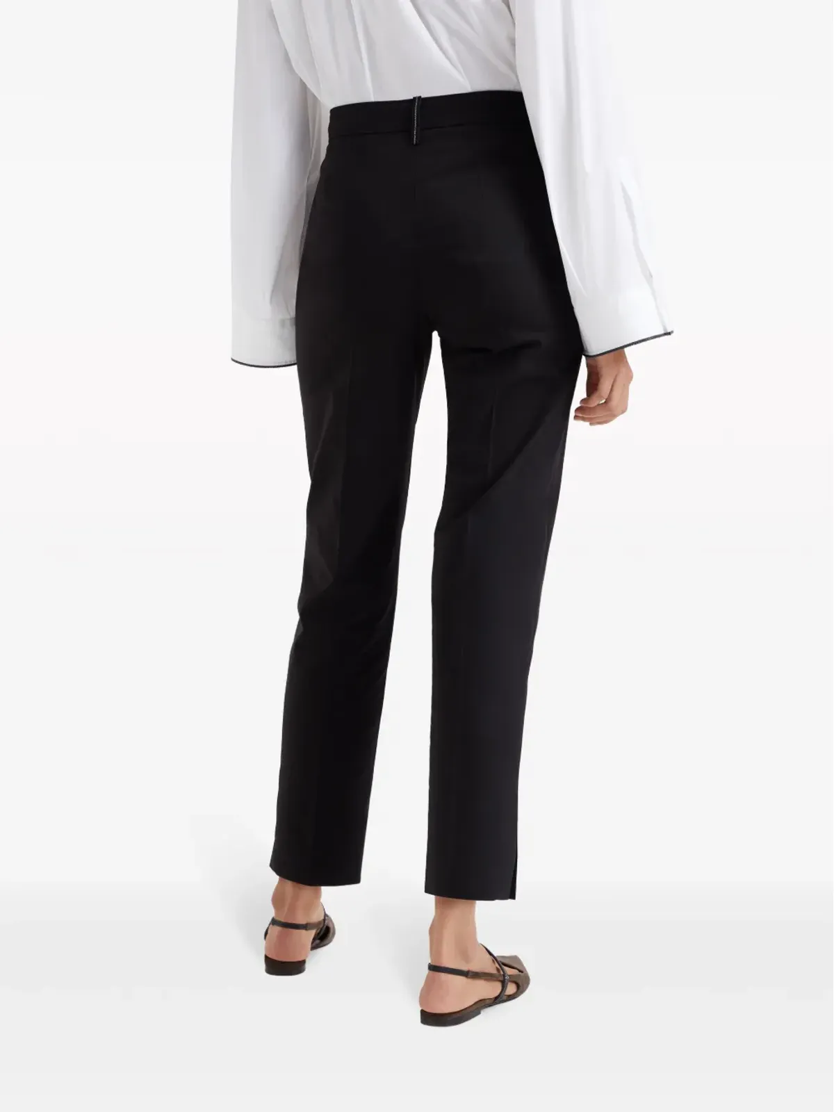 Brunello Cucinelli ハイウエスト クロップドパンツ - ブラック - 画像4