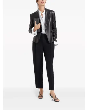 Brunello Cucinelli ハイウエストプリーツクロップドパンツ ブラック - サムネイル2