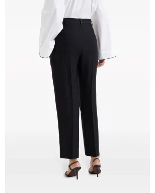 Brunello Cucinelli ハイウエストプリーツクロップドパンツ ブラック - サムネイル4