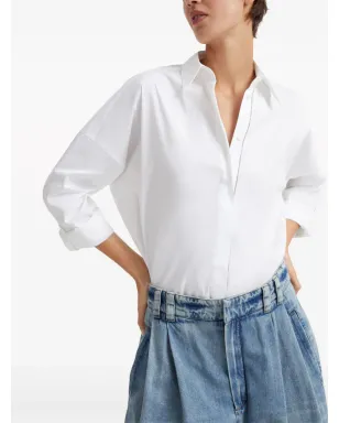 Brunello Cucinelli ビーズ装飾 コットン混紡シャツ - ホワイト - サムネイル4