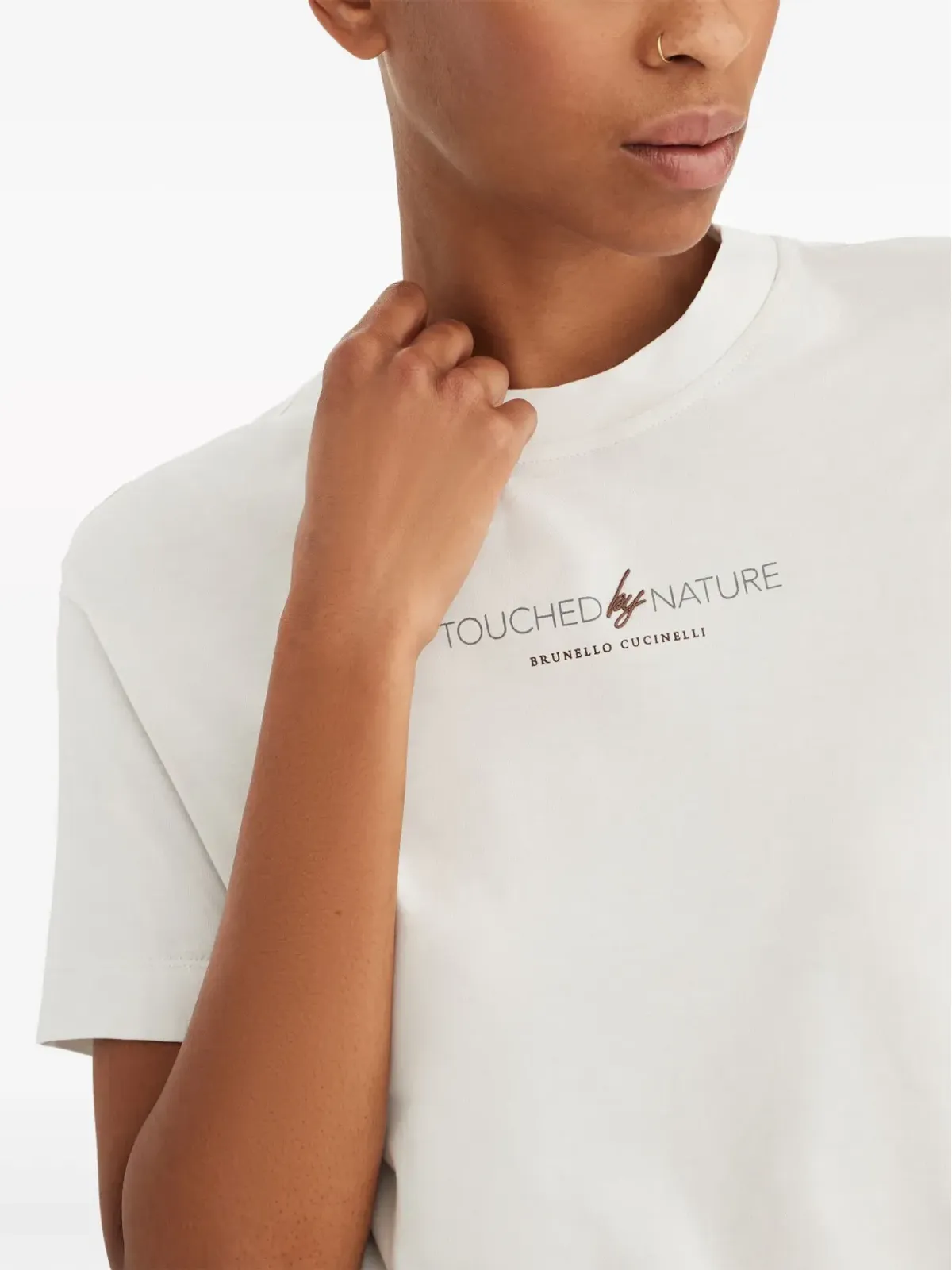 Brunello Cucinelli ロゴプリント コットン Tシャツ - ホワイト - 画像3