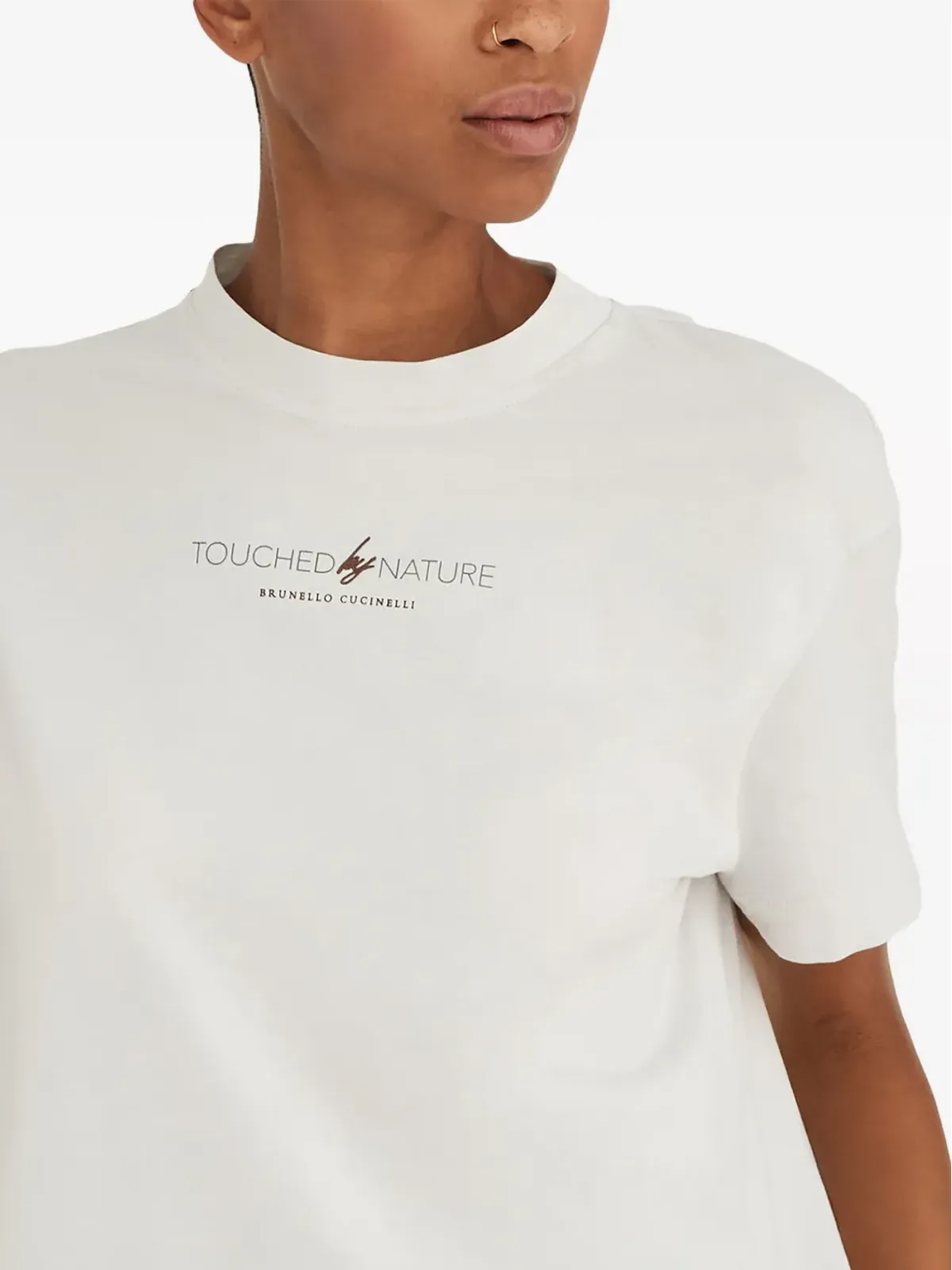 Brunello Cucinelli ロゴプリント コットン Tシャツ - ホワイト - 画像4