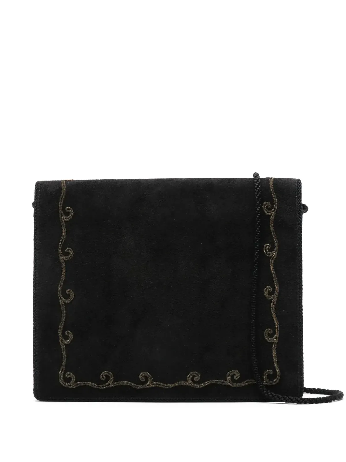 Christian Dior ビンテージ 1970年代刺繍入りスエードショルダーバッグ - ブラック - 画像1