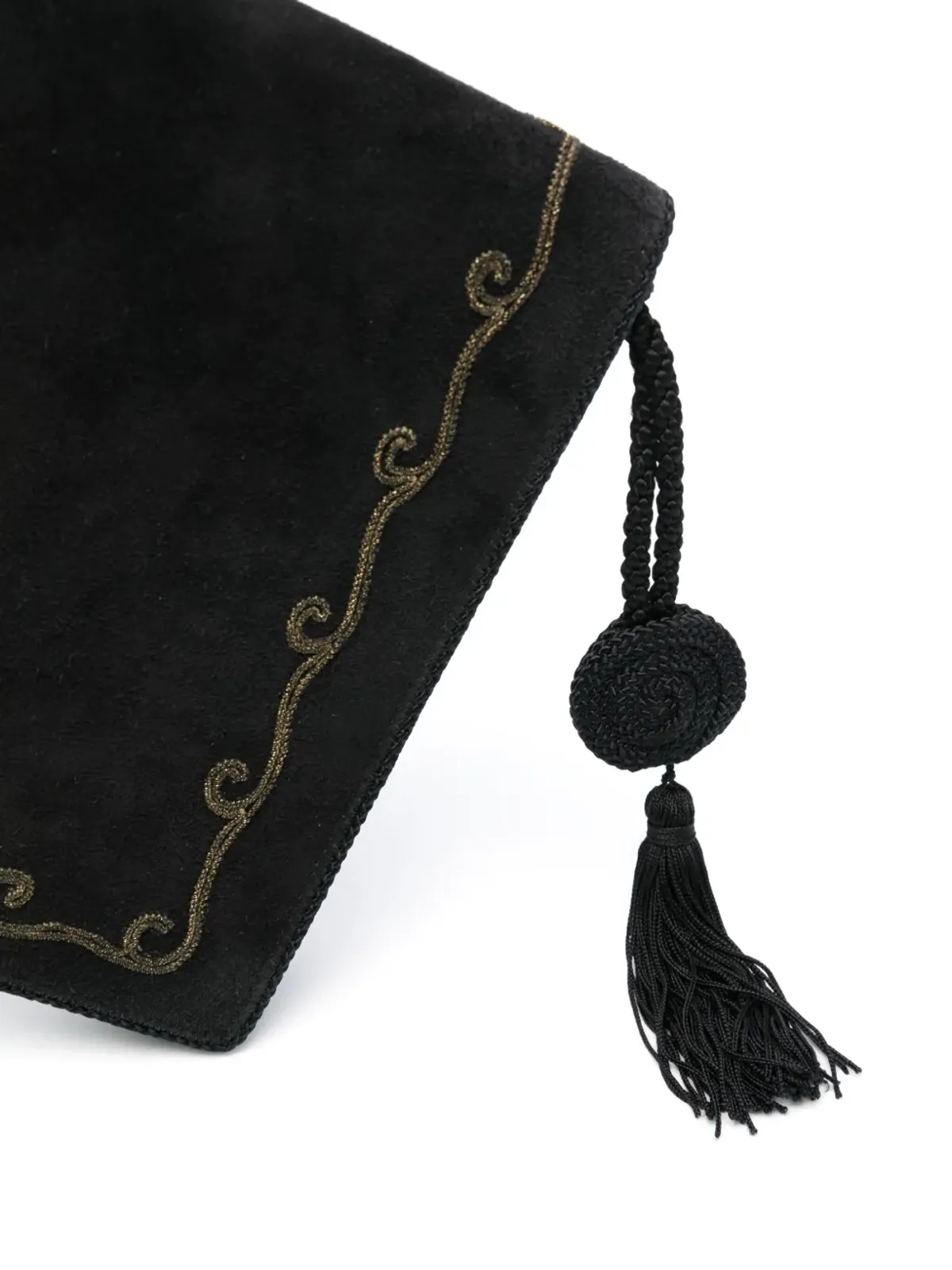 Christian Dior ビンテージ 1970年代刺繍入りスエードショルダーバッグ - ブラック - 画像4