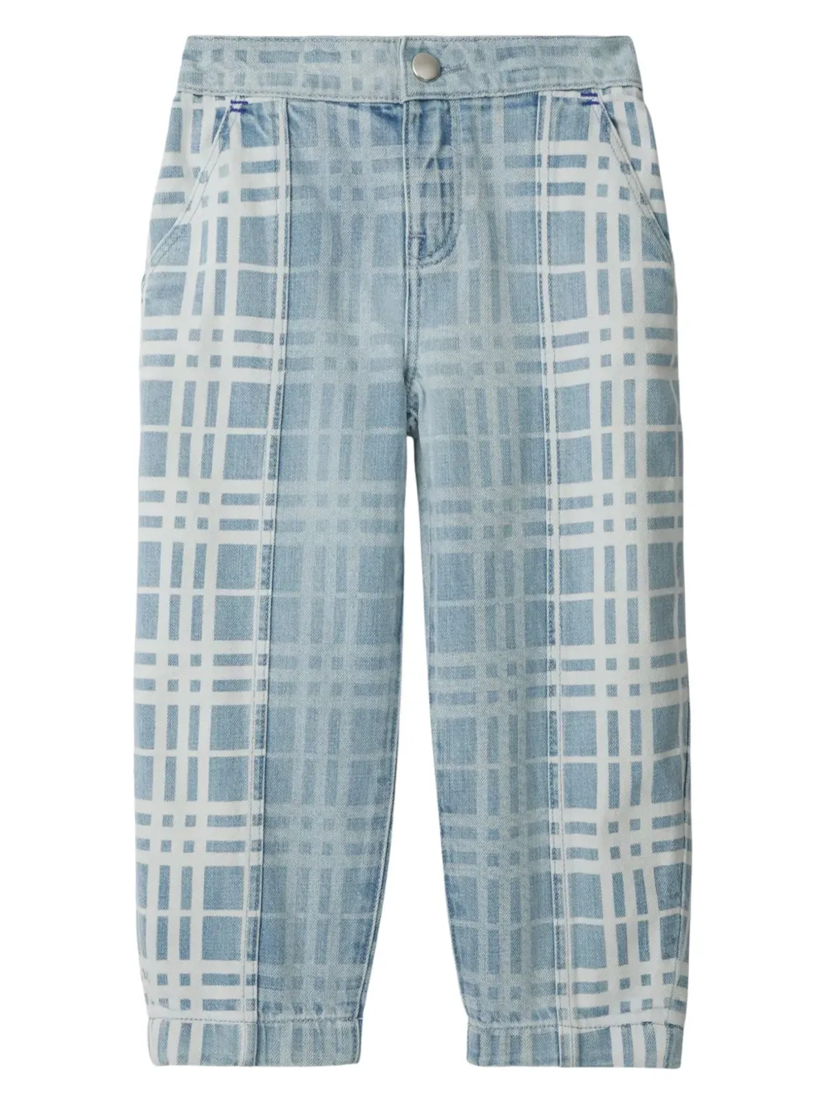 Burberry Kids チェック柄テーパードジーンズ - 画像1