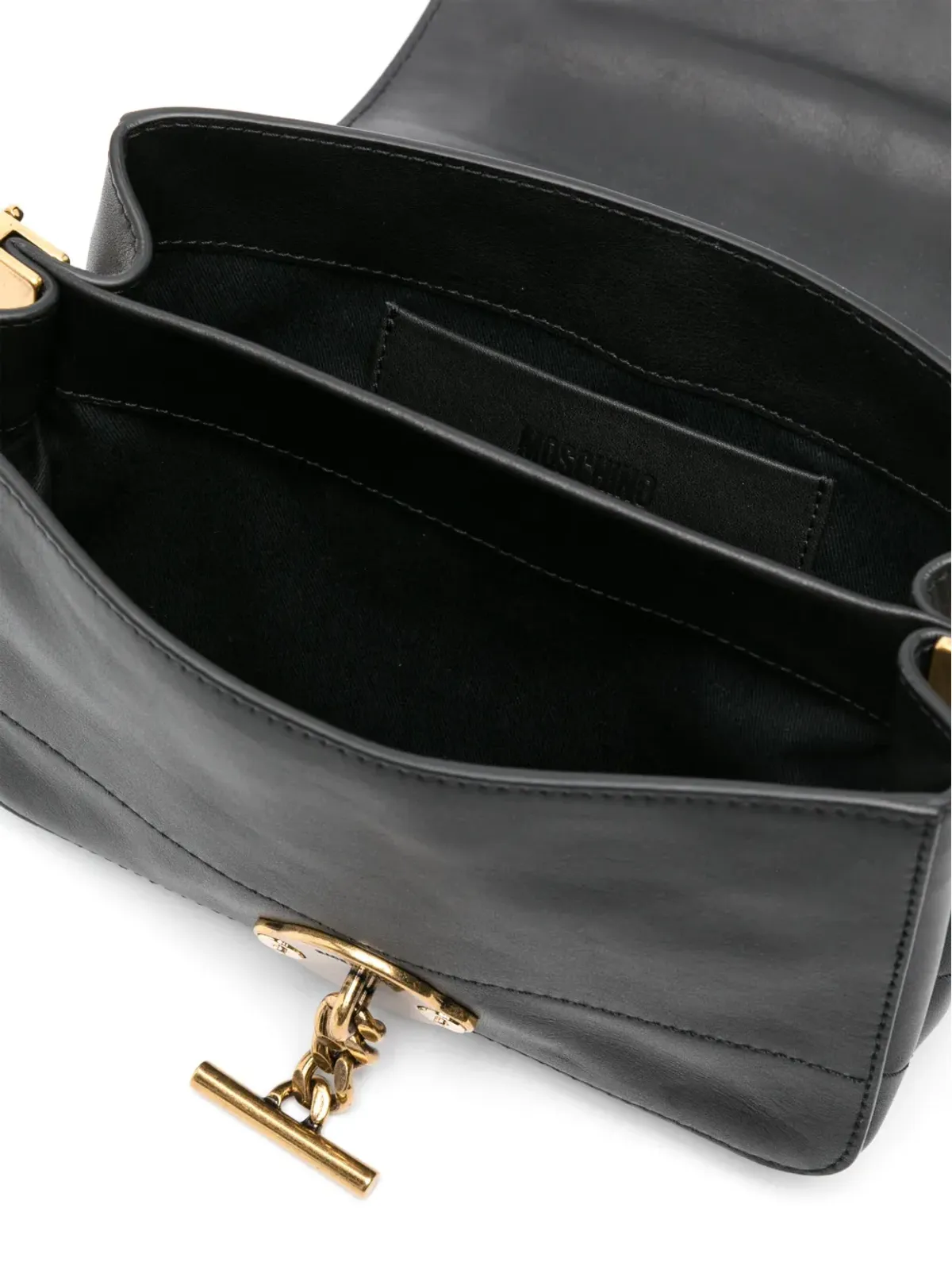 Moschino ストライプ柄レザー ショルダーバッグ - ブラック - 画像5