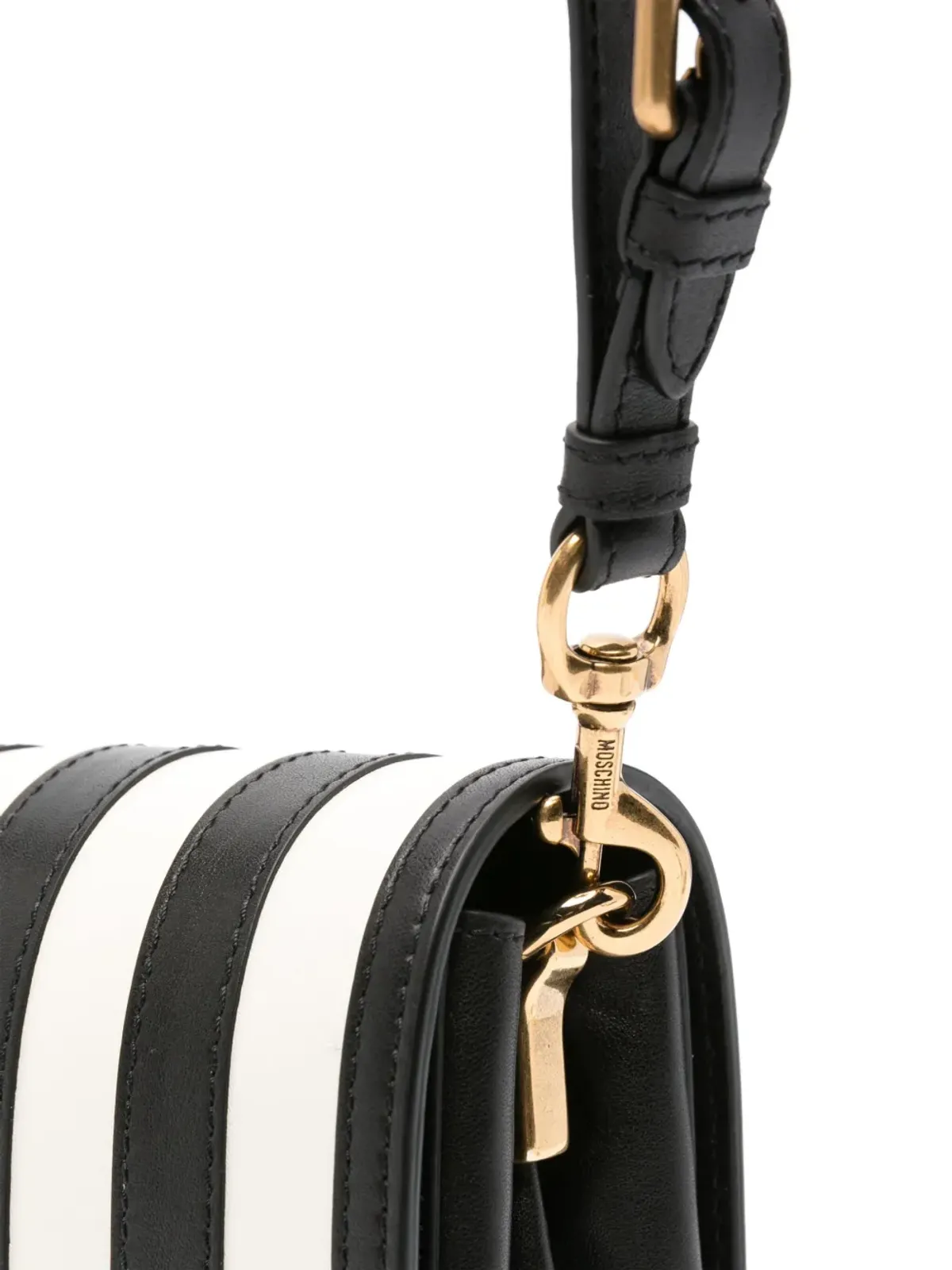 Moschino ストライプ柄レザー ショルダーバッグ - ブラック - 画像4