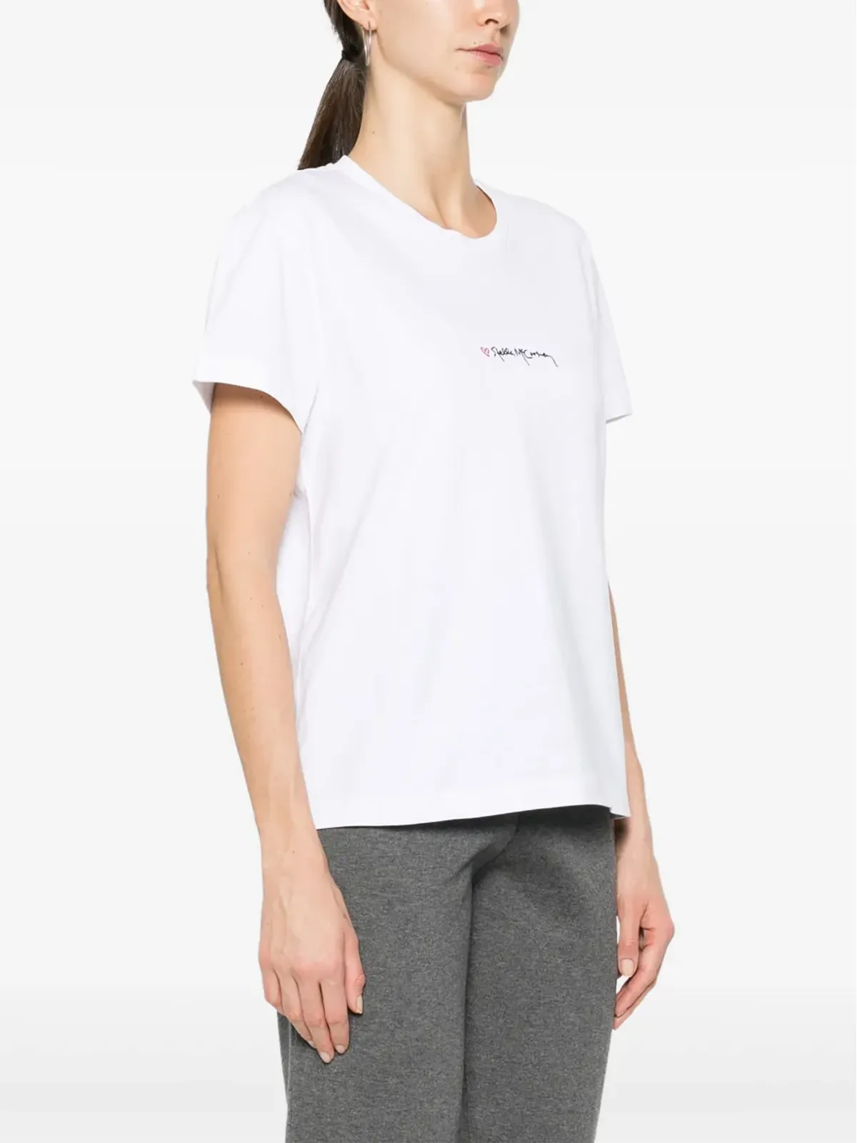 Stella McCartney ロゴ刺繍コットンTシャツ - ホワイト - 画像3