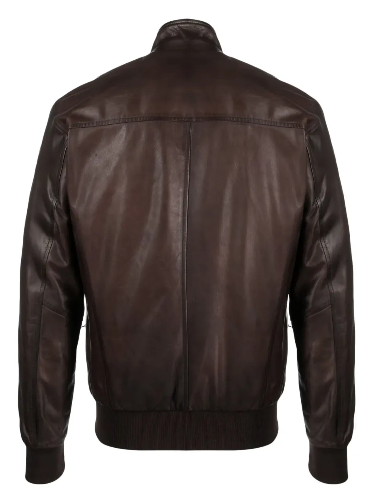 Dell'oglio レザーボンバージャケット - Brown - 画像2