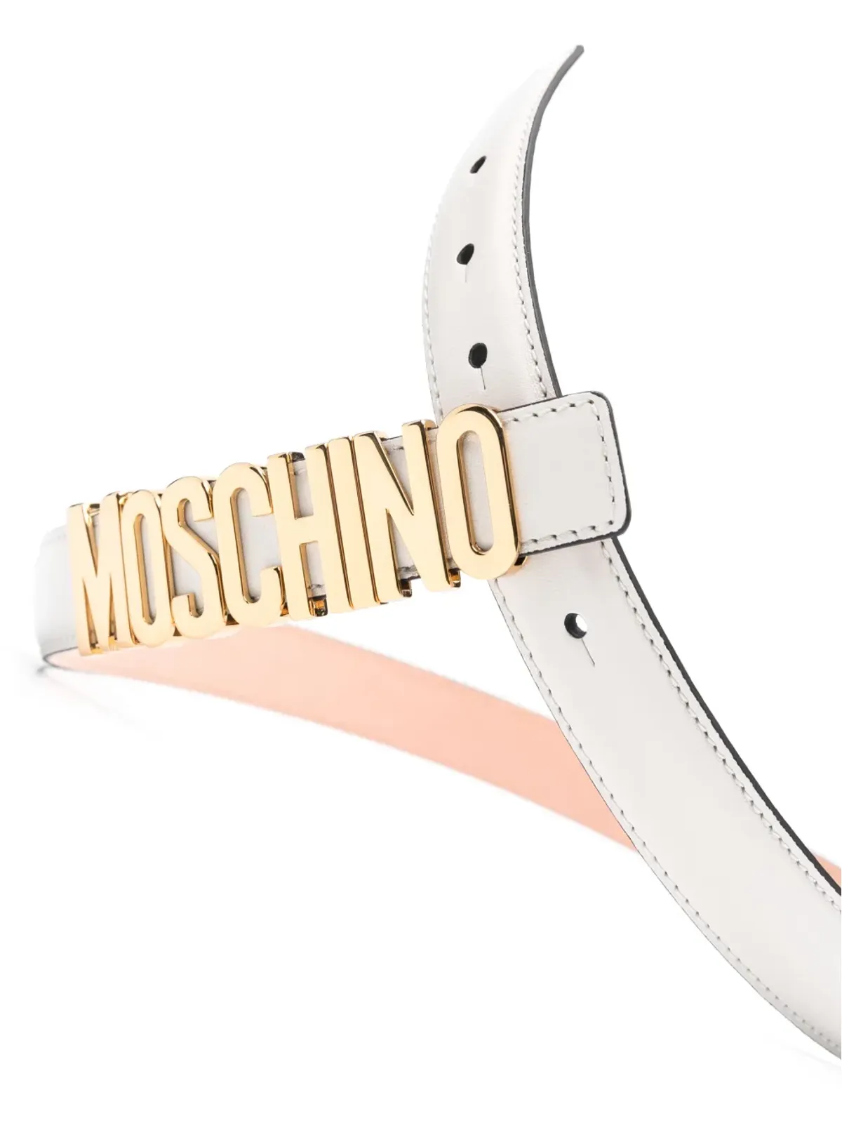 Moschino ロゴ文字入り レザーベルト - ニュートラルカラー - 画像2