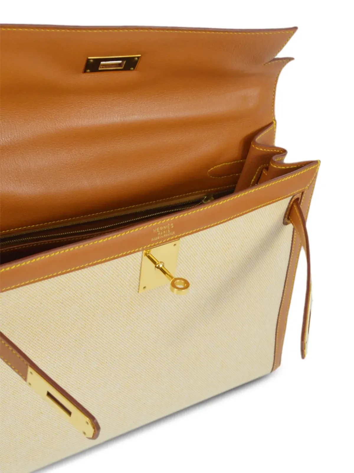Hermès ビンテージ 1996 ケリー 32 セリエール ツーウェイ ハンドバッグ - ニュートラル系 - 画像4
