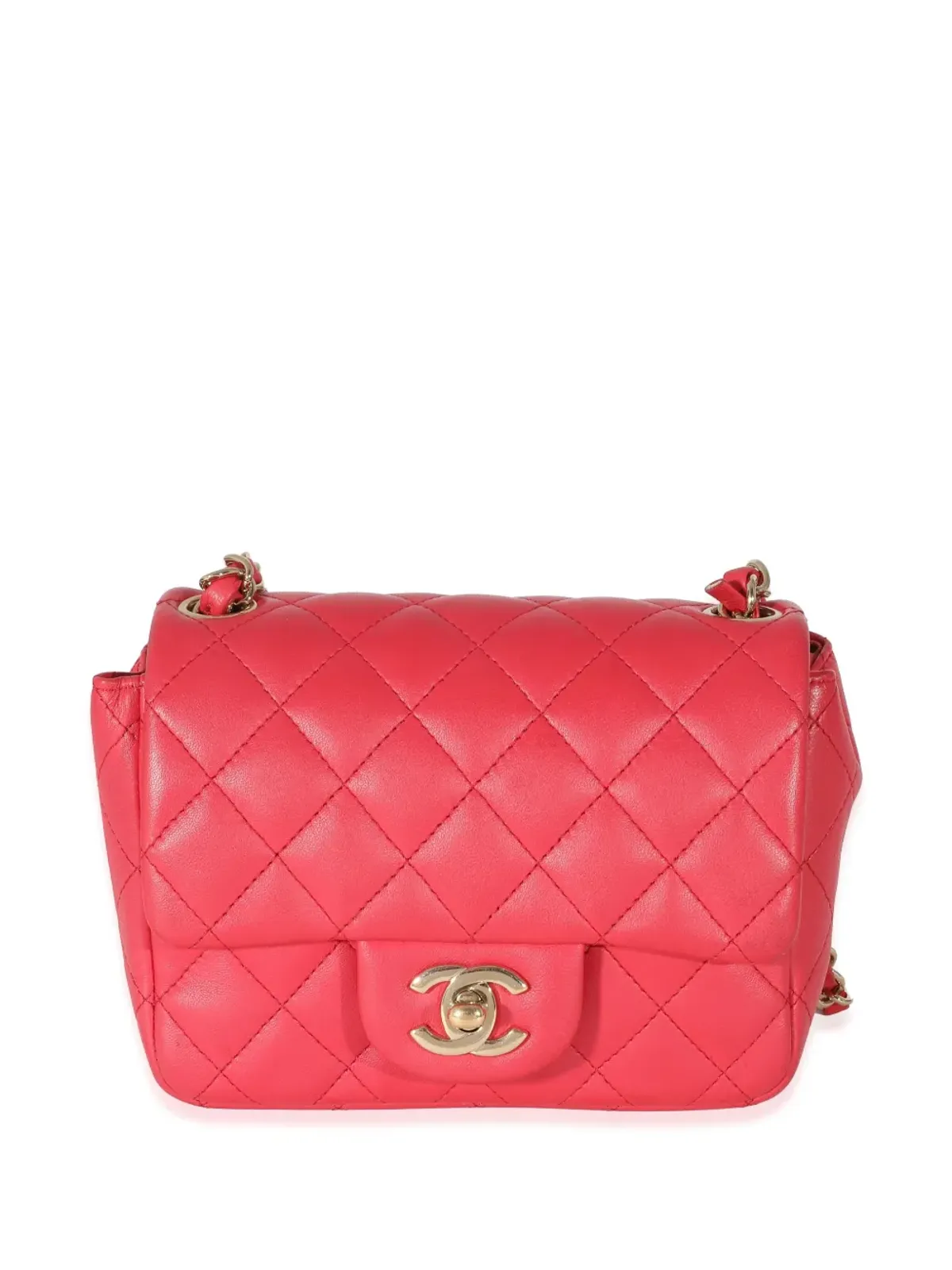 CHANEL ビンテージ ダイヤモンドキルト スクエアフラップバッグ ピンク - 画像1