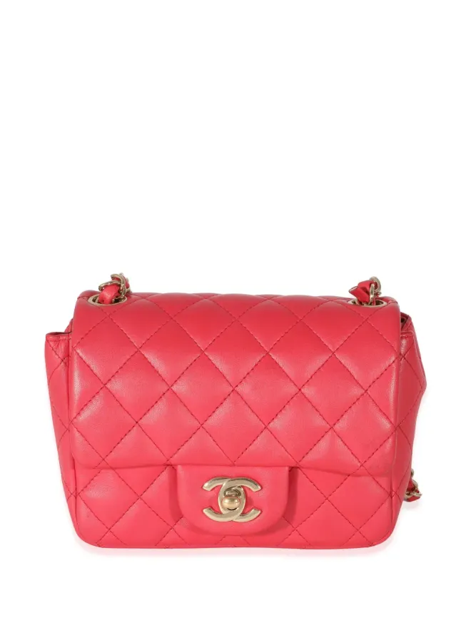 CHANEL Pre-Owned CHANEL ビンテージ ダイヤモンドキルト スクエアフラップバッグ ピンクの商品画像