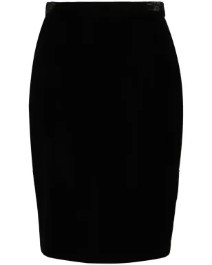 Saint Laurent ベルベットペンシルスカート - ブラック - サムネイル1