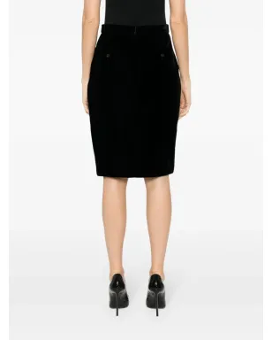 Saint Laurent ベルベットペンシルスカート - ブラック - サムネイル4