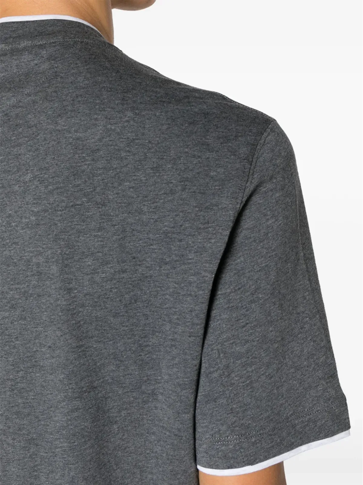 Brunello Cucinelli レイヤード風コットンTシャツ グレー - 画像5