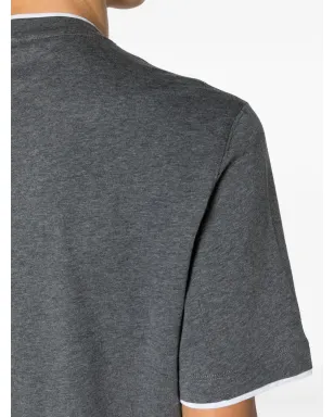 Brunello Cucinelli レイヤード風コットンTシャツ グレー - サムネイル5