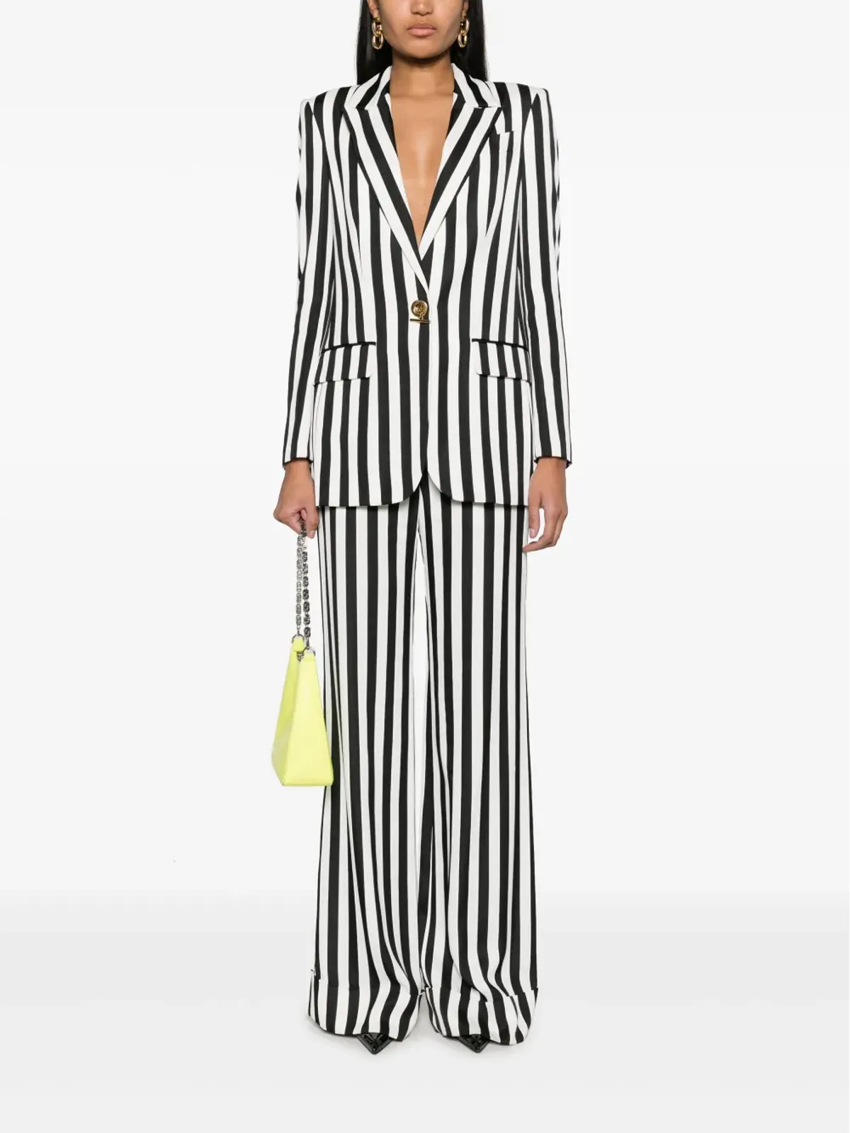 Moschino ストライプ入りサテンのパラッツォパンツ ブラック - 画像2