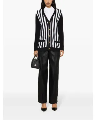 Moschino ストライプ柄リブ編みニットカーディガン - ブラック - サムネイル2