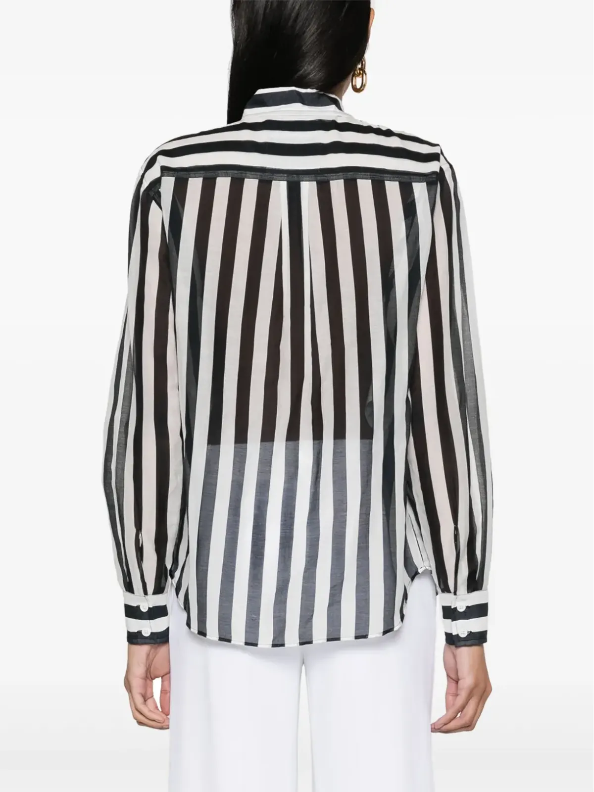 Moschino ストライプ コットン混紡 シャツ - ブラック - 画像4