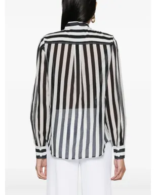 Moschino ストライプ コットン混紡 シャツ - ブラック - サムネイル4