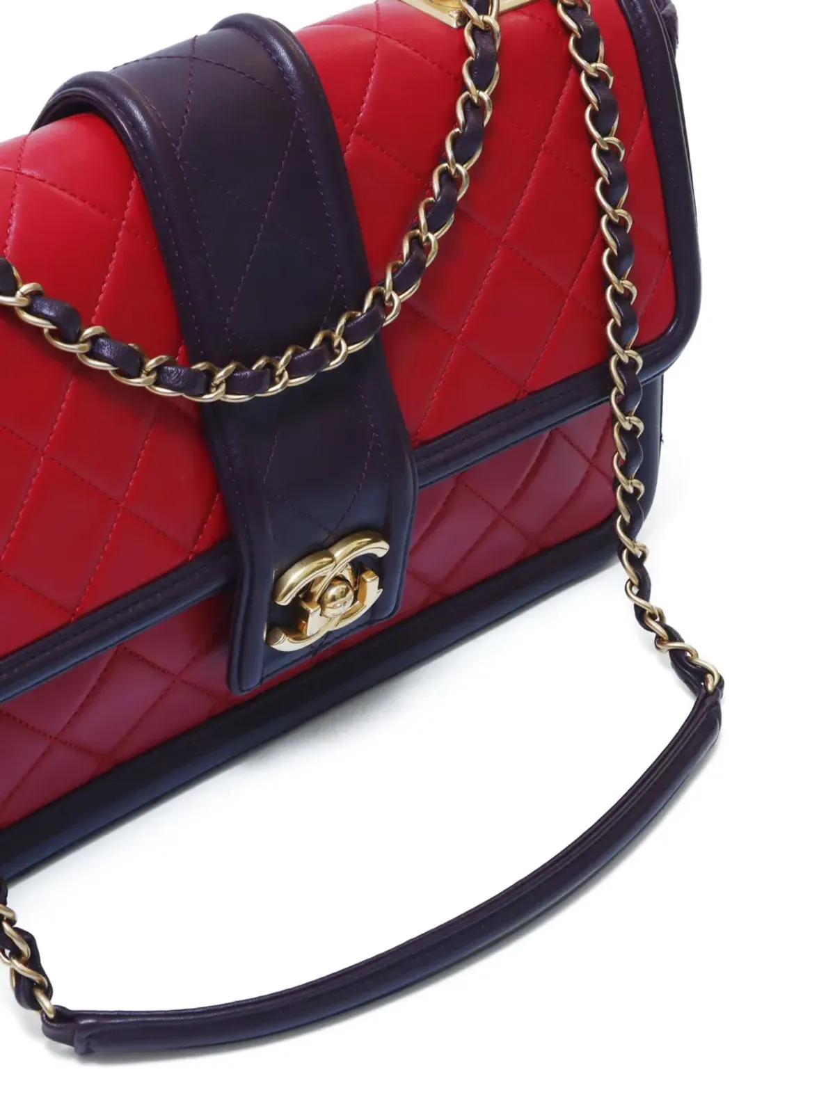 CHANEL ビンテージ 2016 ダイヤモンドキルティッド フラップ ショルダーバッグ - レッド - 画像4