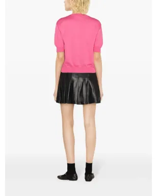 Moschino テディベア柄イントアーシャ クロップドニット ピンク - サムネイル4
