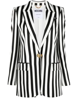 Moschino ストライプ柄サテンブレザー - ブラック - サムネイル1