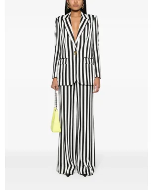 Moschino ストライプ柄サテンブレザー - ブラック - サムネイル2