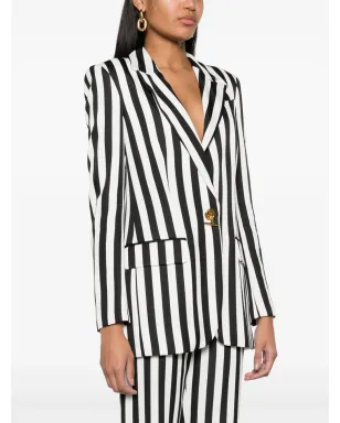 Moschino ストライプ柄サテンブレザー - ブラック - サムネイル3
