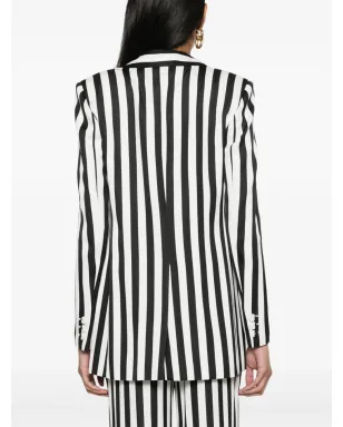Moschino ストライプ柄サテンブレザー - ブラック - サムネイル4