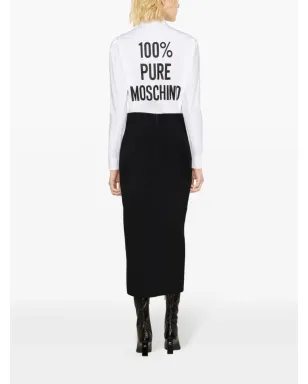 Moschino ロゴレタリング ストレート ミディ丈スカート ブラック - サムネイル4