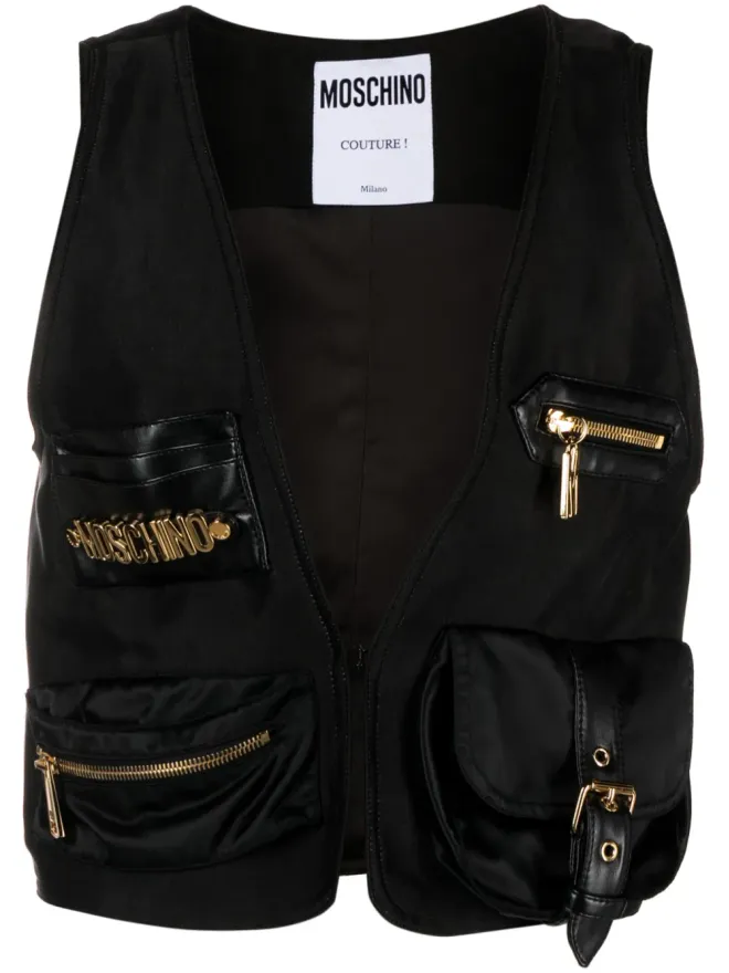 Moschino Moschino ロゴプレート付きサテンジレ ブラックの商品画像